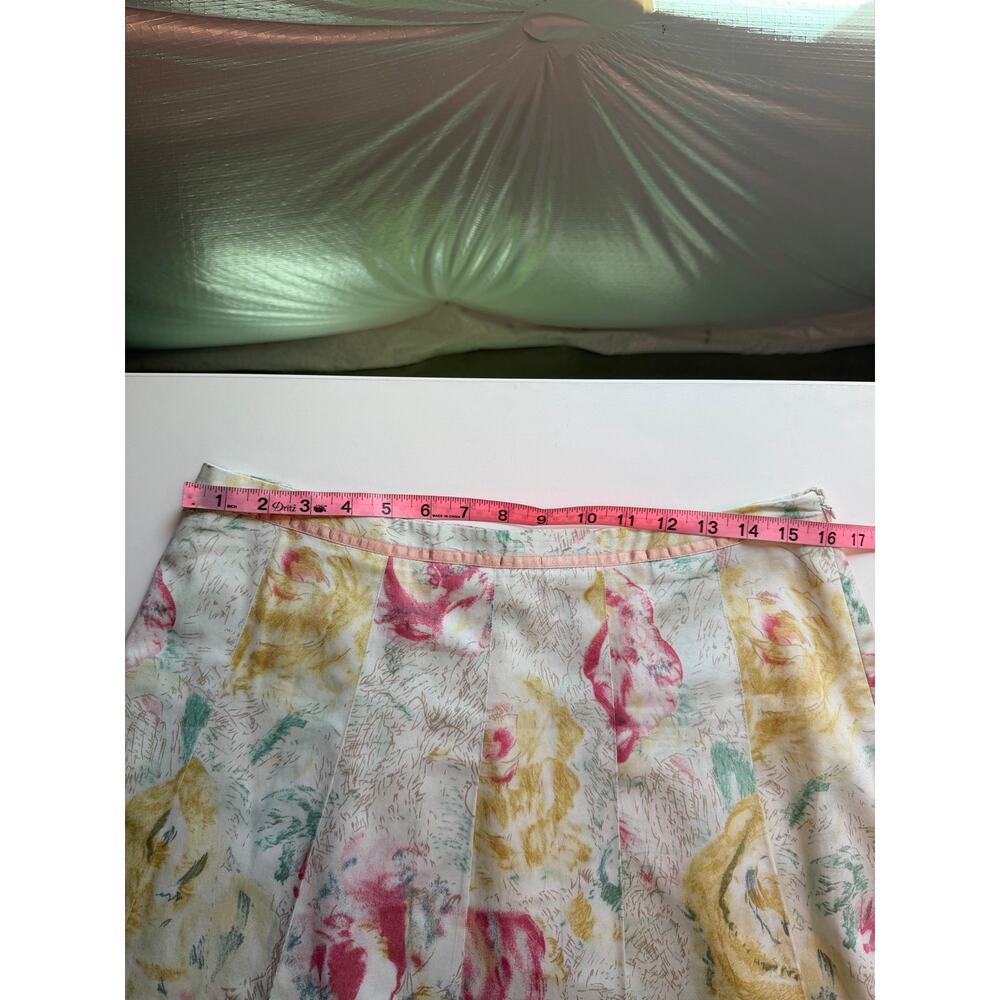 Vintage Odille Womens Skirt Size 10 Knee Length Watercolour Floral Cotton Boho - Picture 7 of 9